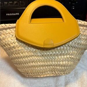 HEREU Alqueria Sunflower straw woven and leather tote